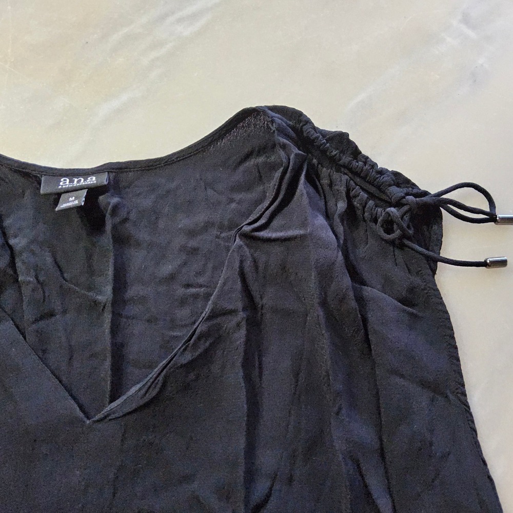 ANA A‎ New Approach Black Rayon V-Neck Sleeveless Top Women's Size M